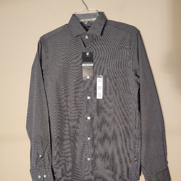 TAHARI SLIM FIT STRETCH NON-IRON MEN LONG SLEEVE DRESS SHIRT - 14-14.5 (32/33) - Picture 3 of 8